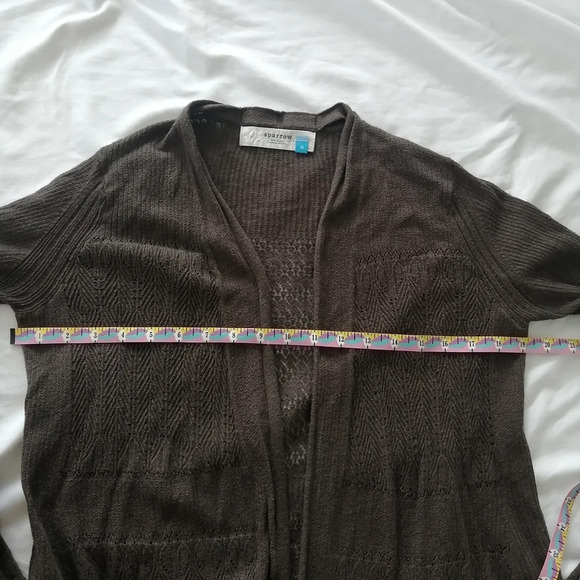 Anthropologie Sparrow Lightweight Open Knit Cotton Cashmere Brown Cardigan Med - Picture 12 of 14